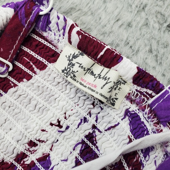 Free People Fit & Flare Dress Womens M Multi Smocked Chest Halter Neck Backless - Picture 3 of 11